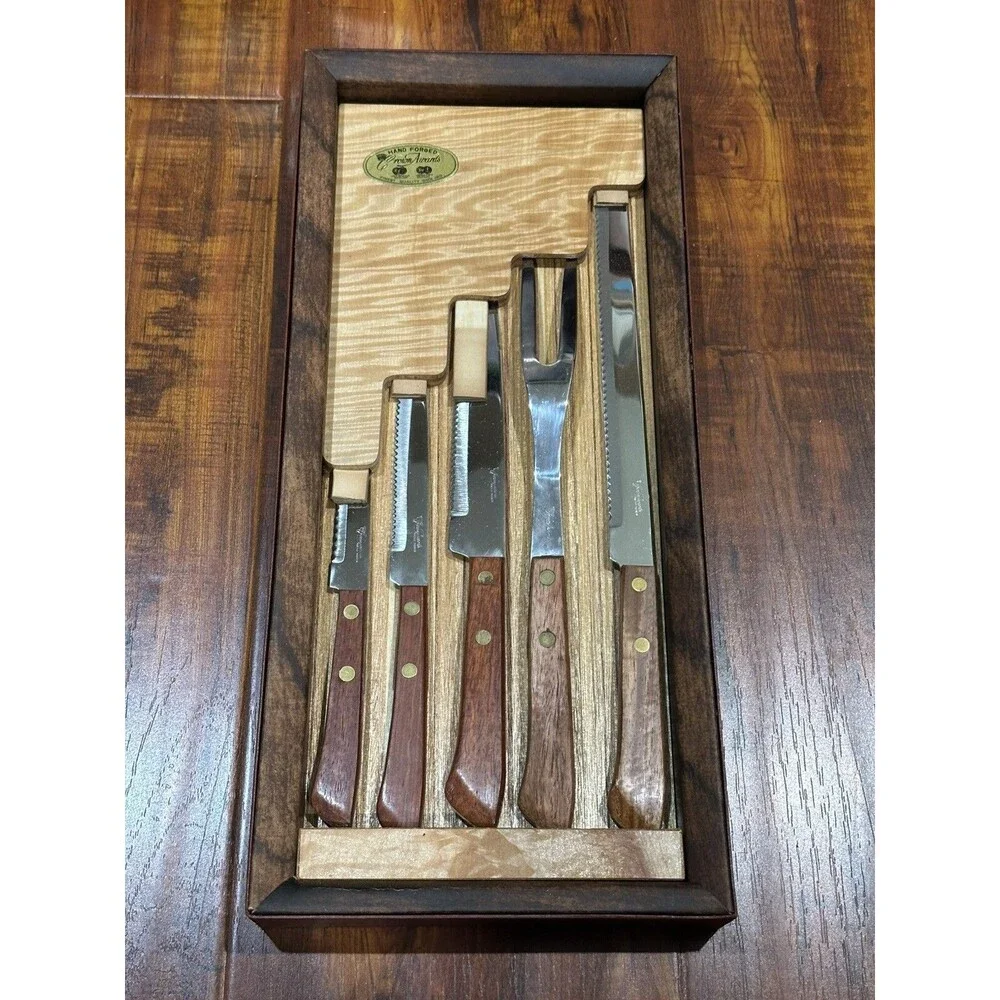 Crown Awards Hand Forged Japan Stainless Steel 5-Piece Carving Knife Fork Set